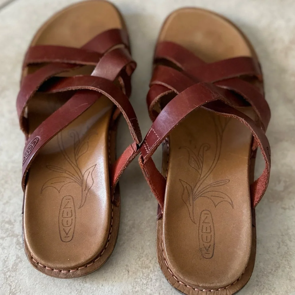 ♥️KEEN Women's “Elle” Strappy Leather Sandals - Burgundy Brown - Size 7 - EUC! - Picture 7 of 7
